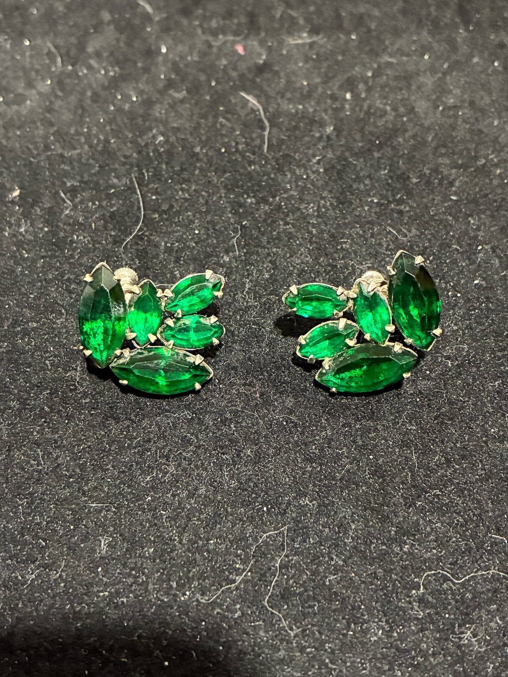 Antique Sterling Silver Czech Glass Earrings